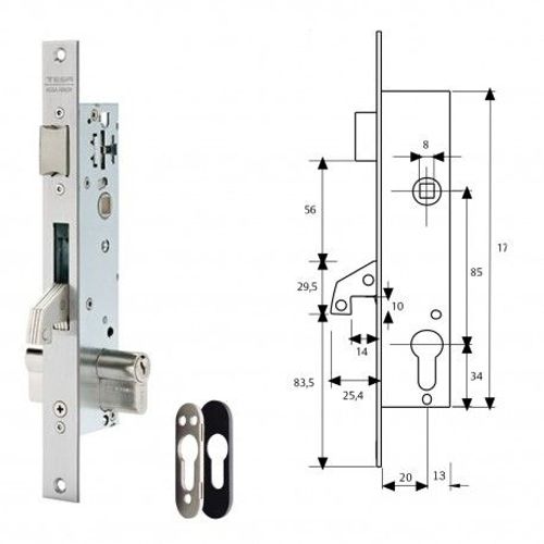 Serrure Tesa 2240/20/3NI Avec Bouclier de seguridad E190 avec Levier Basculant Crochet Renforcé