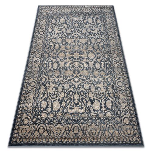 80x150 Cm Tapis Nain Ornement Vintage 7557/51944 Beige / Bleu Foncé