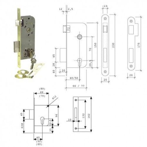 Serrure Tesa 2030-hl/40 Canto Redondo