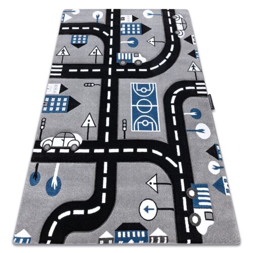 80x150 Cm Tapis Petit City Ville Rue Gris