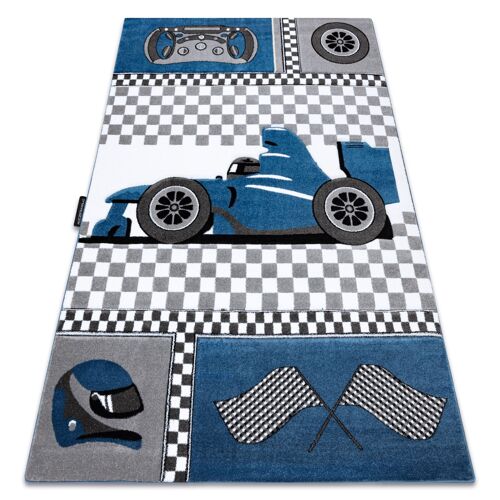 240x330 Cm Tapis Petit Race Course Formula 1 Voiture Bleu
