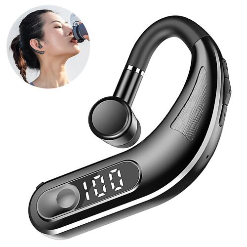 Casque Bluetooth 5.2 monaural microphone antibruit casque d'affichage de puissance mains libres (noir)