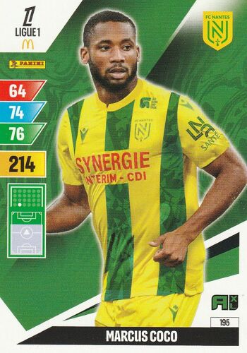 Carte Foot Panini Adrenalyn Xl - N° 195 - Foot 2024 / 2025 - Marcus Coco - Nantes