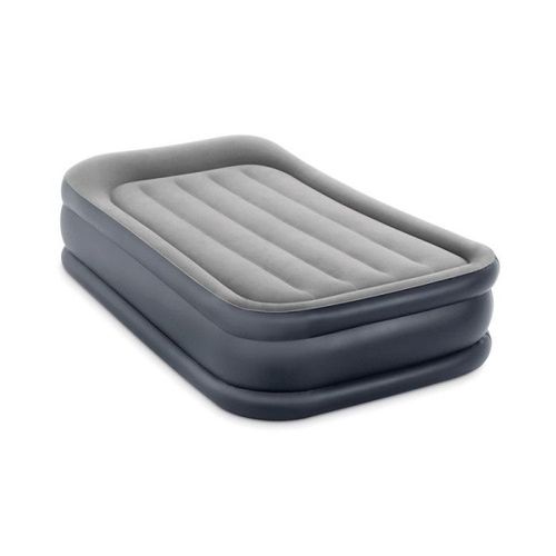 Matelas gonflable Intex - Deluxe Pillow Rest Raised - 1 personne - 99x191x42 cm (LxLxH) - Gris - Motopompe intégrée