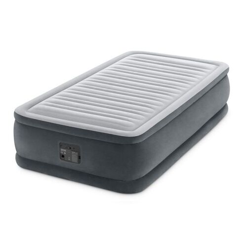 Matelas gonflable Intex - Comfort Plush Elevated - 1 personne - 99x191x46 cm (LxLxH) - Gris - Motopompe intégrée