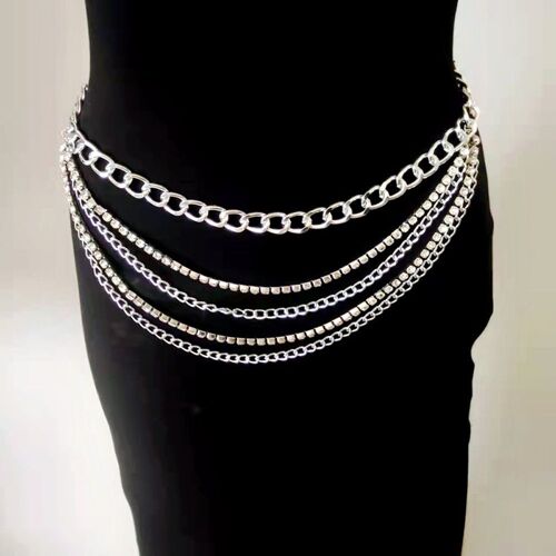 Boho Layered Body Chain Rhinestones Belly Waist Chain Party Bijoux De Corps Accessoires Pour Femmes Et Filles