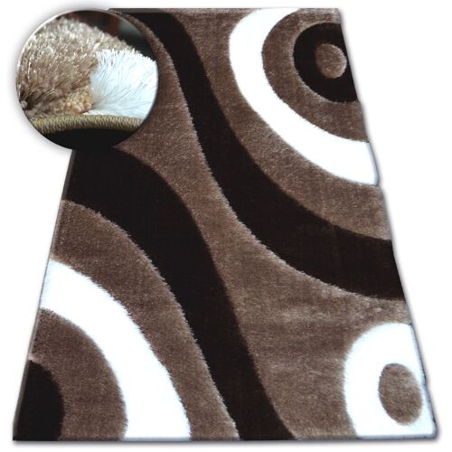 80x150 Cm Tapis Shaggy Space 3d B314 Marron Clair