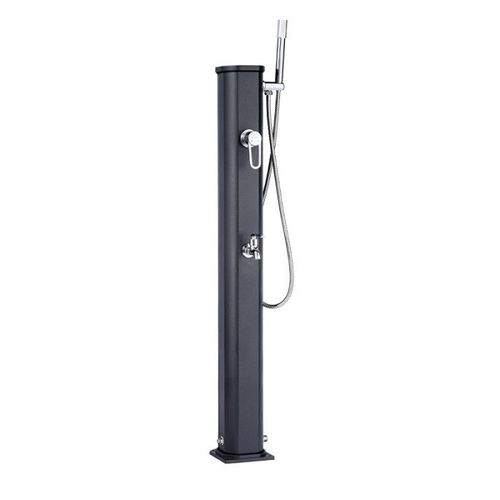 Douche Solaire Extérieur Jolly Go Formidra 20L 24x26x120cm - Aluminium - Douchette Amovible, Mitigeur et Rince Pieds 24x26x120cm - Anthracite