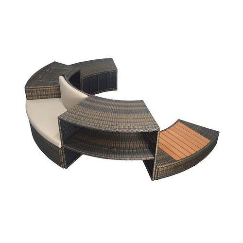 Mobilier Design Spa semi-rigide Vita 140 Netspa PVC tressé - Diamètre extérieur total avec mobilier 290cm - Ensemble de 5 modules