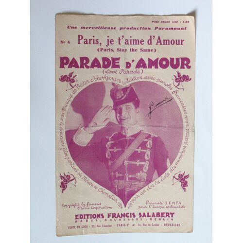 Paris, Je T'aime D'amour (Fox-Blues De V. Schertzinger, Tiré De L'opérette Parade D'amour)