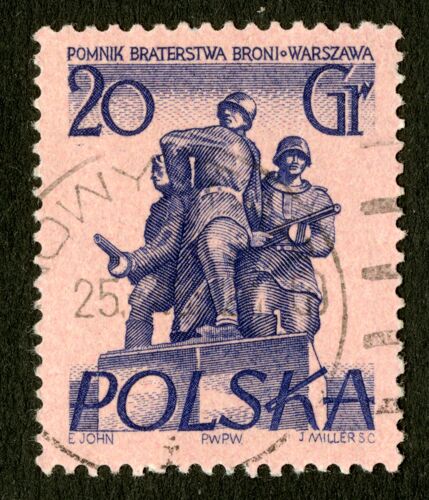 Timbre Oblitéré Polska, Pomnik Braterstwa Broni, Warszawa, 20 Gr, John, Miller