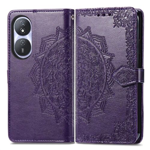 SATURCASE Coque pour Honor Play 50 Plus, Mandala Gaufrage PU Cuir Magnétique Flip Portefeuille Support Porte-carte Protecteur Housse Étui avec Dragonne pour Honor Play 50 Plus (MA-Violet)