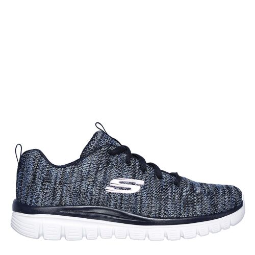 Skechers Graceful Baskets Chaussures De Sport Course Tige En Tricot Couleur Bleu Marine