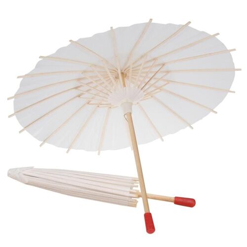 Parasol En Papier Blanc, 2 Pièces, Artisanat Décoratif Chinois Japonais, Parapluie En Papier Pour Réception Cadeau Pour Bébé, Anniversaire De Mariage