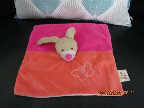 Doudou Plat Lapin Orange Et Rose Doukidou