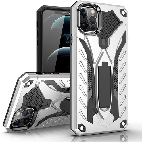 Coque Pour Iphone 12/Iphone 12 Pro Bumper Etui De Protection Antichoc Anti-Rayure Dur Pc Case Couverture En Souple Impact Et Support Kickstand Pour Apple Iphone 11 (Noir)(6.1)