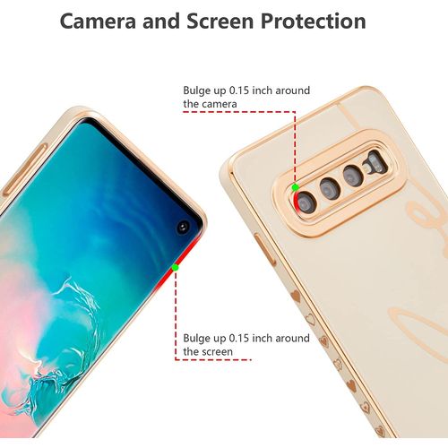 Raleavo Coque Pour Samsung Galaxy S10, Etui Protection Housse Avec Motif Antichoc Tpu Coque Pour Samsung Galaxy S10-Blanc