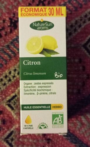 Huile Essentielle Bio Citron ( Citrus Limonum) Nature Sun Aroms. 30 Ml. 