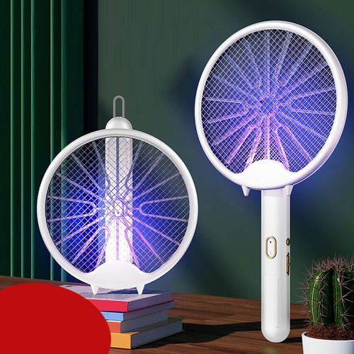 Lampe Anti-Moustiques Pliable Rechargeable Piège à Insectes Raquette Portable Murale White