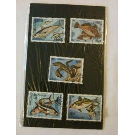 Plaquette De 5 Timbres Poissons Cap Vert 1980