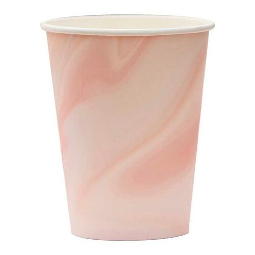 LOT 8 Gobelets en papier Rose marbré - Ginger Ray