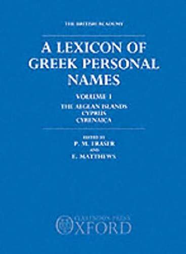A Lexicon Of Greek Personal Names: Volume I: The Aegean Islands, Cyprus, Cyrenaica: 1