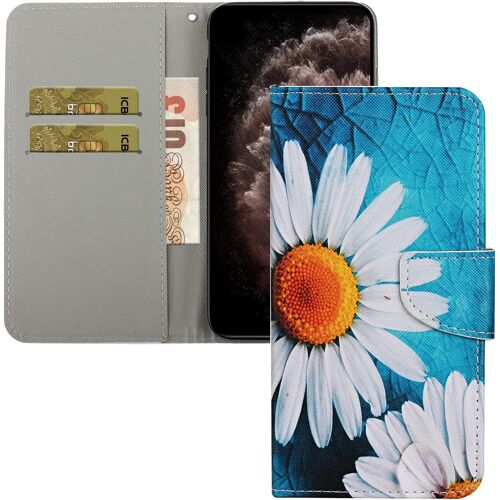Coque iPhone SE 2022,Etui Housse pour iPhone SE 2022 Coque Paillette Fleur papillon chat PU Cuir Flip Wallet Couverture pour iPhone SE 2022,XC2 White Daisy