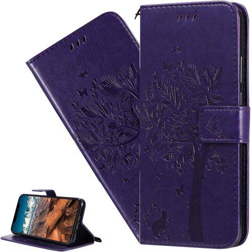 Coque Oppo Reno 4 Pro 5g,Etui Housse Pour Oppo Reno 4 Pro 5g Gaufrage Papillon Fleur Arbre Pu Cuir Flip Wallet Coquille Couverture Pour Oppo Reno 4 Pro 5g,Kt Wish Purple