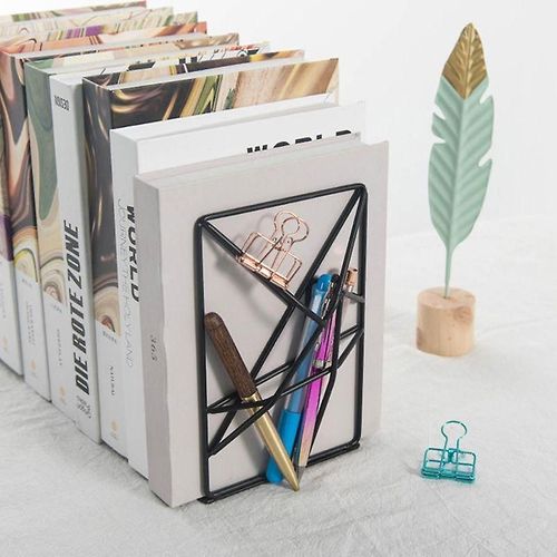 1 paire de serre-livres en fer métallique Support de livre de lecture Organisateur de magazines de documents de bureau