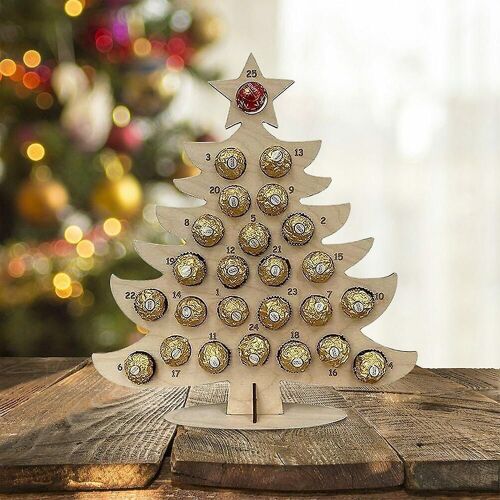 Sapin de Noël Calendrier de l'Avent en bois Porte-chocolats Compte à rebours