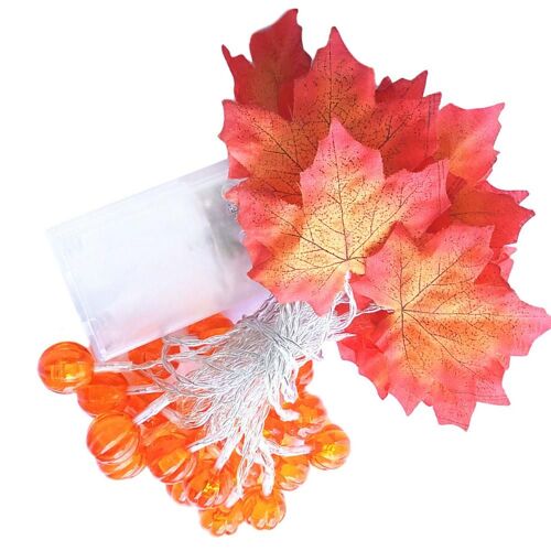 Guirlande Lumineuse Unique À 10 Led, 1.5m, En Forme De Citrouille, Pour Halloween, Thanksgiving Et Noël