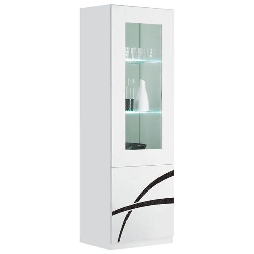 Alyssa - Vitrine Droite 1 Porte Laquée Brillant Blanc