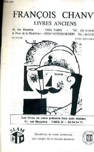 Catalogue De La Librairie Francois Chanut Livres Anciens.