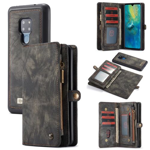 Coque Huawei Mate20,2 En 1 Cuir Fermeture Éclair Détachable Magnétique 11 Emplacements Pour Cartes Pour Cartes Poche D'argent Embrayage Protecteur Pour Étui Huawei Mate20,Noir