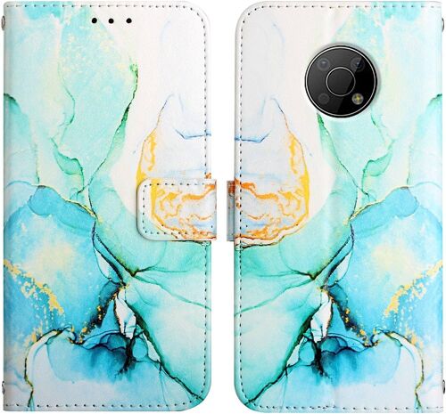 Coque Nokia G300,Etui Housse pour Nokia G300 Coque Paillette Bling Marbre PU Cuir Flip Wallet Coquille Couverture pour Nokia G300,YB2 Marble Green