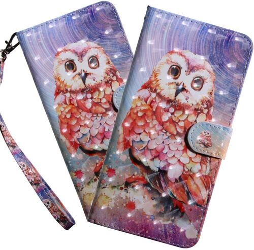 Coque iPhone 14 Pro Max,Portefeuille Etui Housse pour iPhone 14 Pro Max Coque 3D Bling Paillette Anime Paillon Fleur PU Cuir Flip Wallet Couverture pour iPhone 14 Pro Max,BX Red Owl