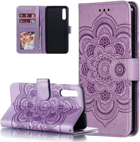 Coque Xiaomi Mi A3,Etui Housse pour Xiaomi Mi A3 Coque Gaufrage Fleur de Mandala PU Cuir Flip Wallet Coquille Couverture pour Xiaomi Mi A3,LD Mandala Purple