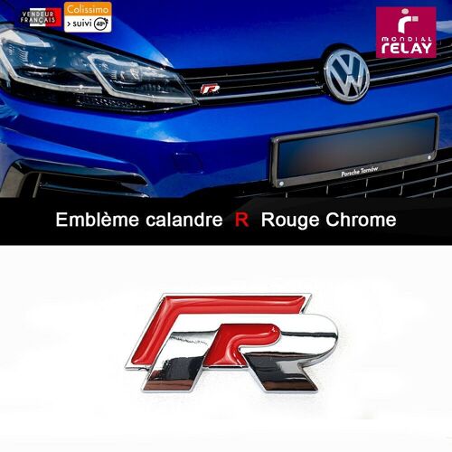 Emblème Avant Calandre R R-Line Rouge Chrome 58mm Pour Volkswagen Golf Polo
