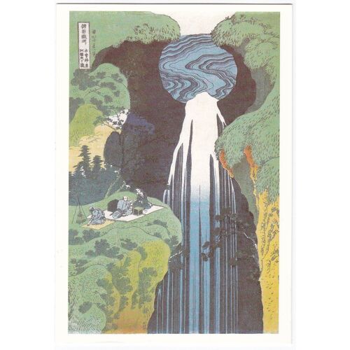 Katsushika Hokusai : Trois Hommes Déjeunant Près De La Chute D'eau Amida, 1832 - Carte Postale - Ukiyo-E