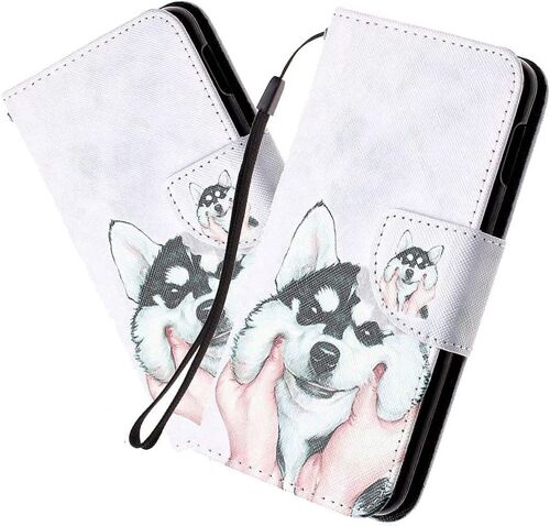 Coque Iphone Xr,Etui Housse Pour Iphone Xr Coque Paillette Anime Paillon Unicorn Fleur Pu Cuir Flip Wallet Coquille Couverture Pour Iphone Xr,Hx Husky
