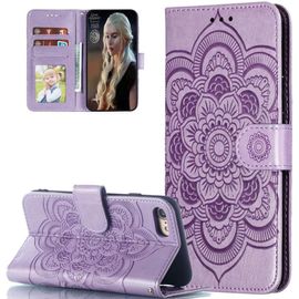 Coque Iphone Se 2020 / Iphone 8 / Iphone 7,Portefeuille Etui Housse Pour Iphone 8 Coque Gaufrage Fleur Mandala Pu Cuir Flip Wallet Etui Coquille Couverture Pour Iphone 8,Ld Mandala Purple