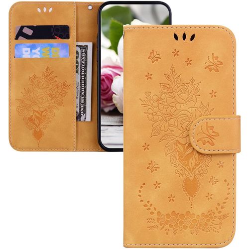 Coque Galaxy J3 2017,Etui Housse Pour Samsung Galaxy J3 2017 Coque Paillette Fleur Papillon En Relief Chat Pu Cuir Flip Wallet Couverture Pour Galaxy J3 2017,Tx Flower Yellow