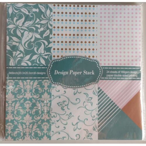 Bloc 24 Feuilles - 180gr - Impression Recto Verso - 6 Modèles Tons Vert Et Blanc - Scrapbooking, Carterie, Décoration...