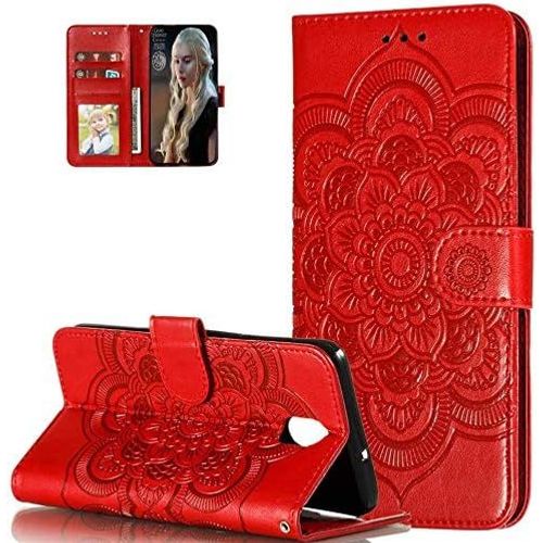 Coque Xiaomi Redmi Note 9 Pro,Portefeuille Etui Housse Pour Xiaomi Redmi Note 9 Pro Coque Gaufrage Fleur De Mandala Pu Cuir Flip Wallet Etui Couverture,Ld Mandala Red