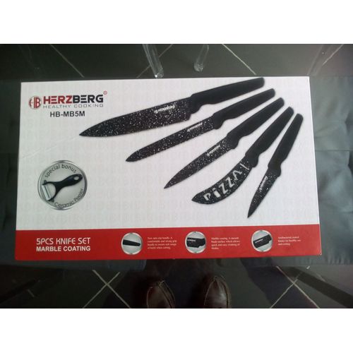 Couteaux Herzberg Cuisine Saine Hb Mb5m Ensemble De 5 Couteaux Revêtement En Marbre