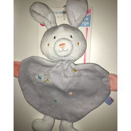 Doudou Lapin Sucre D'orge Doumou Gris Rose Saumon Oiseau Nuage Peluche Bebe Naissance