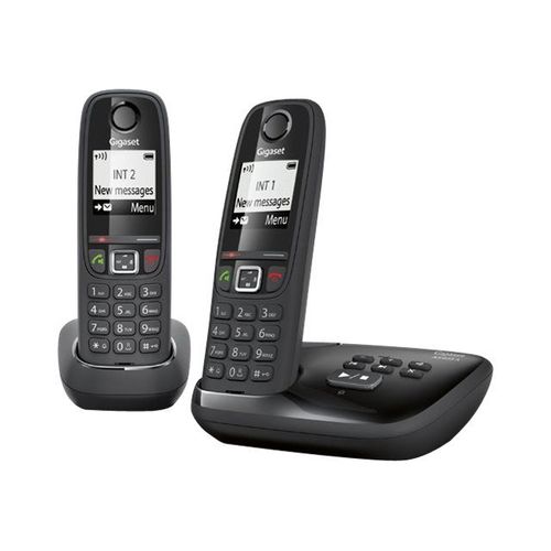 Gigaset AS405A Duo - Téléphone sans fil - système de répondeur avec ID d'appelant - DECT\GAP - noir + combiné supplémentaire