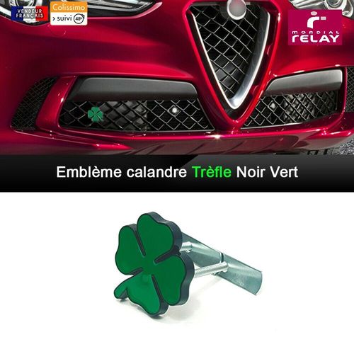 Emblème Calandre Trèfle Noir Vert Métal 65x50 Mm Alfa Romeo 147 159
