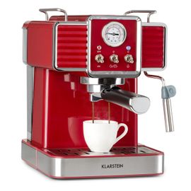 Klarstein gusto classico - machine à expresso 1350w - pression 20 bars - réservoir 1,5l - pour café moulu et dosettes - rouge