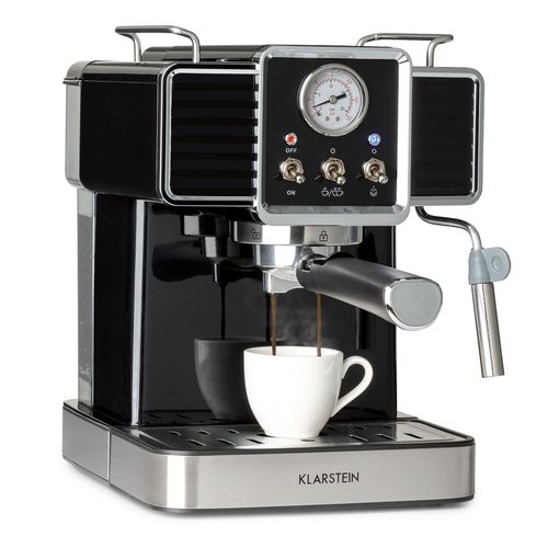 Klarstein gusto classico - machine à expresso 1350w - pression 20 bars - réservoir 1,5l - pour café moulu et dosettes - noir